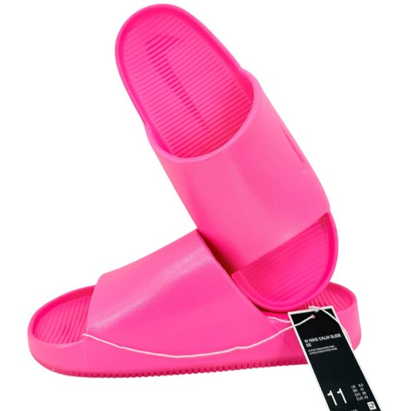 Nike Women's Calm Slide SE Hyper Pink Logo Slip-on Sandals Size 11 NWOB - Picture 6 of 12